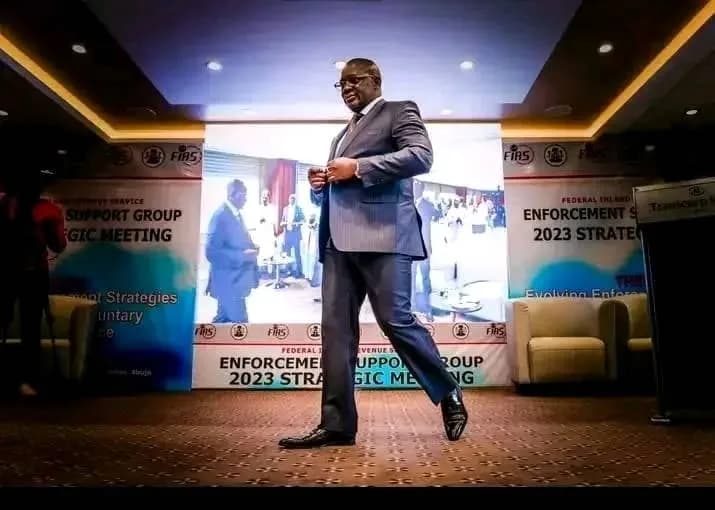Muhammad Nami addressing the FIRS Enforcement Support Group strategic meeting, 2023